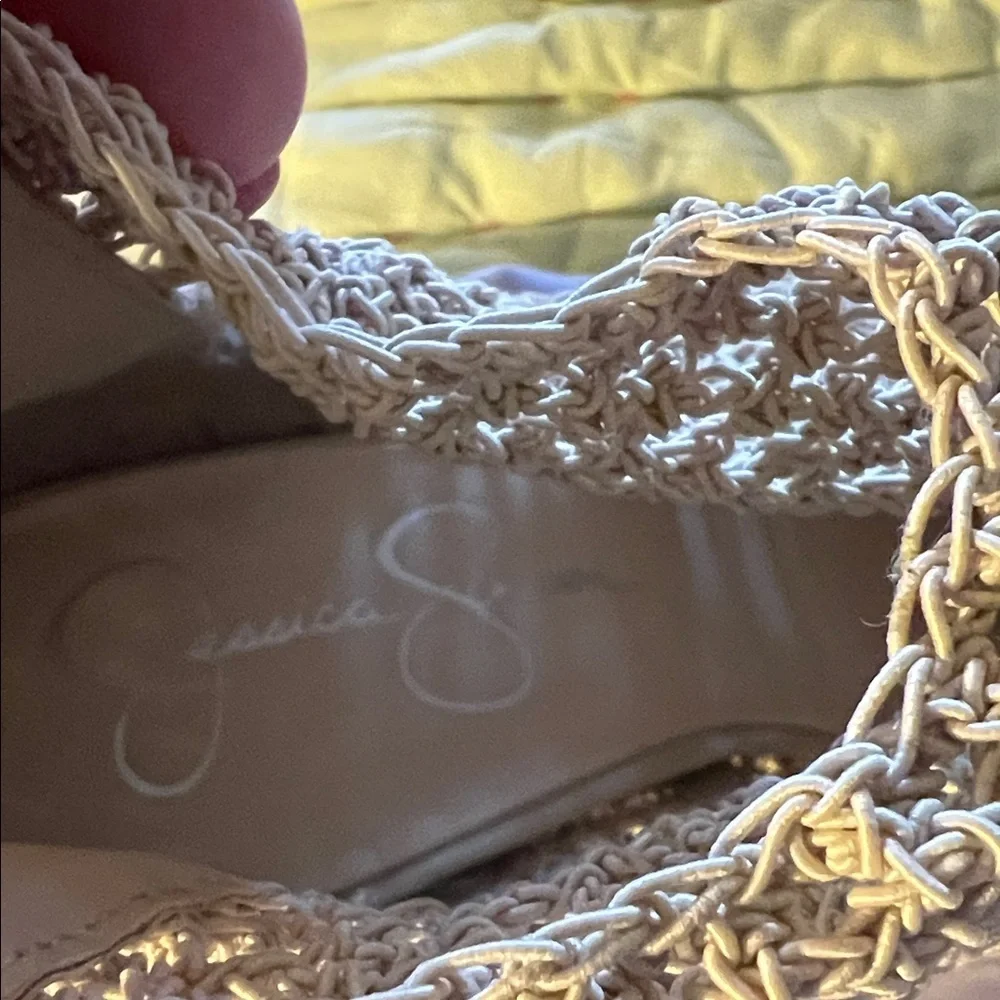 Jessica Simpson Cream Crochet Peep-Toe Boots, EUC, 8.5 - Picture 9 of 10